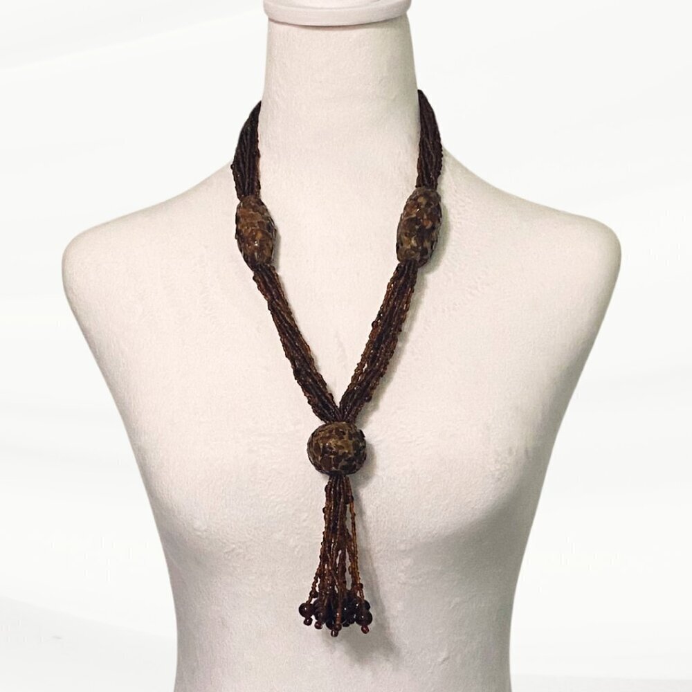 Chunky Amber-Colored Beaded Necklace